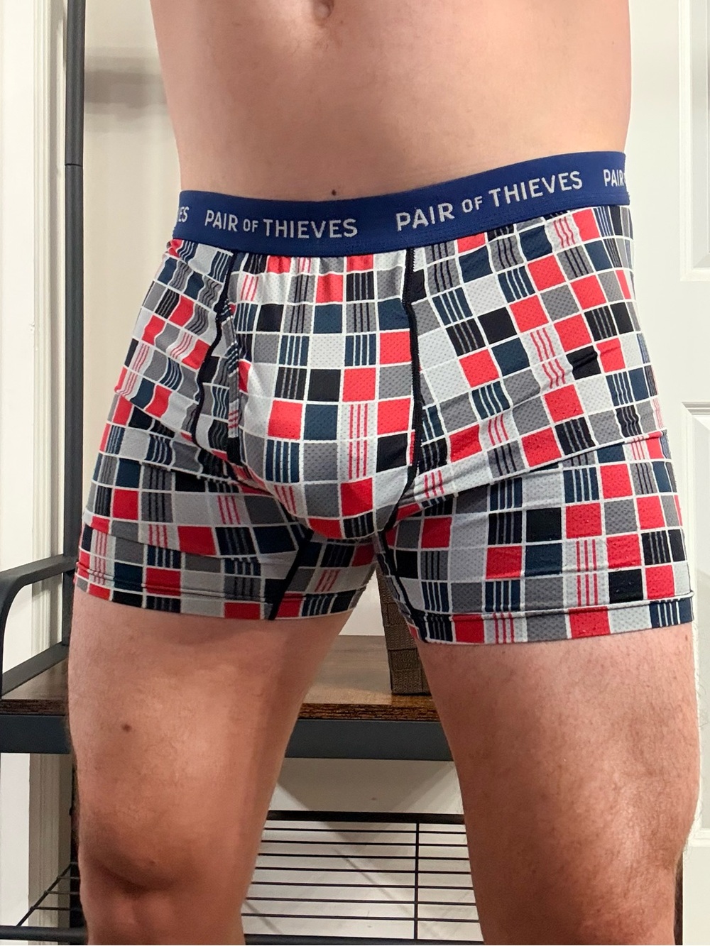 Pair of Thieves Men's Red, Navy & White Plaid Boxer Briefs